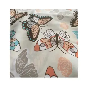 Custom Fabric Printing Bedding Butterfly Flower Bed Sheets Gold King Size 100% Microfiber Fabric
