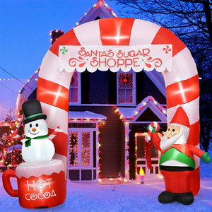Ourwarm - Decoración Navideña Inflable Gigante <span class=keywords><strong>de</strong></span> 3 Metros con Muñeco <span class=keywords><strong>de</strong></span> Nieve, Familia, Santa Claus, Arco, Bola, Caramelo y Grinch - Product Image 1