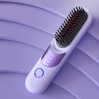Lisseur de cheveux professionnel en céramique rechargeable sans fil portable avec écran LED, peigne chauffant sans fil USB, lisseur électrique