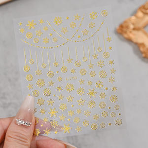 Autocollants pour ongles en forme de flocon de neige doré A-1710, autocollants pour ongles 3D professionnels à la mode pour l'hiver, Noël, DIY - Product Image 5