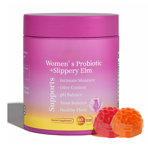 Gummies Probiotiques pour Femmes Leefar avec Orme Glissant 60 Comprimés Soutien de l'Hydratation Intime Yoni Équilibre du pH et de la Levure - Product Image 1