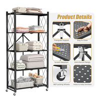 Étagères de rangement pliables, étagères de rangement pliantes, unité d'étagères métalliques pour garage, buanderie, étagère pliable portable