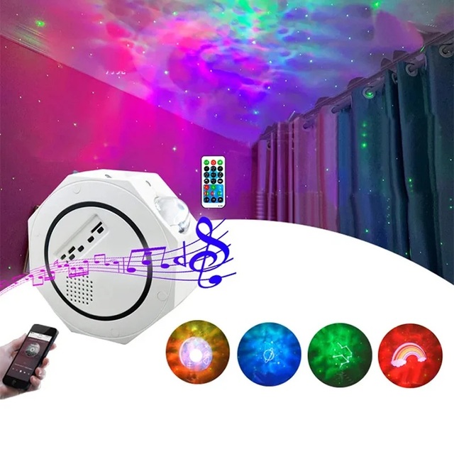 Galaxy Projector Green Laser LED Starry Night Light Speaker Music Rainbow Bedroom Decoration Christmas Children