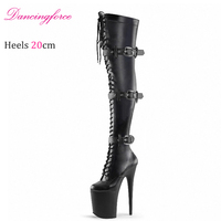 Populaire Chaussures à talons aiguilles de 20 cm avec boucles, montantes au-dessus du genou, en PU léger, tendance mode hiver/été, pour la pole dance et la danse exotique