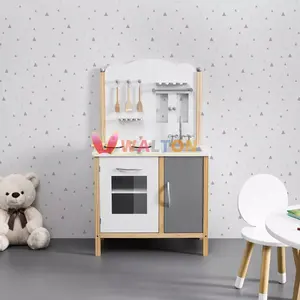인기있는 아기 주방 장난감 어린이 주방 놀이 세트 나무 어린이 놀이 주방 세트 유아를위한 놀이 척 소년 소녀 아기 가구
