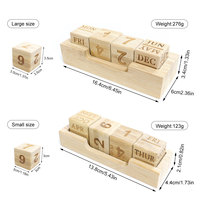 Calendrier de bureau perpétuel en bloc de bambou écologique, calendrier en bois avec mois, date, semaine, cube, décoration de table de bureau