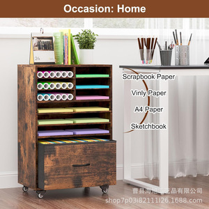 Wooden <b>Art</b> <b>Supply</b> <b>Storage</b> Rack 6 Tier With Wheels For Home Office Organization - Product Image 1