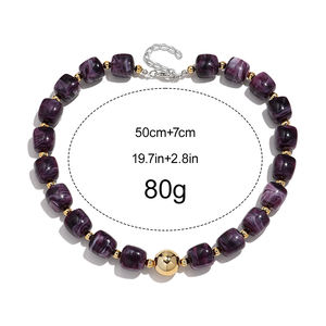 Collana di gioielli di nuova moda, collana di perle quadrate <span class=keywords><strong>colorate</strong></span>, geometriche rotonde dorate, - Product Image 6