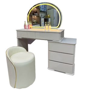 Table de toilette de luxe moderne et minimaliste <span class=keywords><strong>avec</strong></span> panneau LED haut de gamme et rangement intégré pour chambre à coucher - Product Image 1