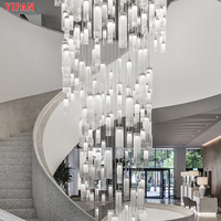 Suspension en verre personnalisée de luxe Hôtel Villa Centre commercial Escalier Installation facile Lustre LED Dimmable Haute luminosité 2 ans
