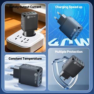 Adaptateur de charge rapide magnétique 4-en-1 QC3.0, 1 port USB + 1 port Type-C, ignifuge, 0,5 A, charge simultanée de 2 téléphones portables, écouteurs - Product Image 1