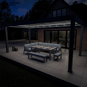 Système de pergola à lames orientables en aluminium blanc résistant aux intempéries avec commande manuelle par <span class=keywords><strong>manivelle</strong></span> <span class=keywords><strong>pour</strong></span> kit de tonnelle de barbecue - Product Image 1
