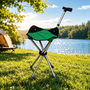 Bâton de marche pliable à quatre pieds en acier inoxydable pour la randonnée en extérieur et les personnes âgées - Product Image 3