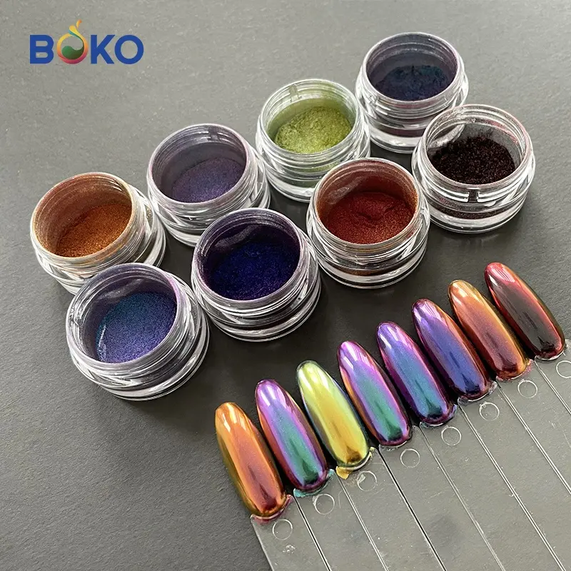 Boko Luxe Stijl Kameleon Pigment Nagels Chrome Spiegel Nail Art Poeder Voor Ingevoerde Grondstoffen