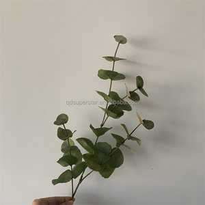 E-224 grosir dekorasi pernikahan bunga palsu daun eukaliptus buatan batang cabang hijau muda daun mewah - Product Image 3