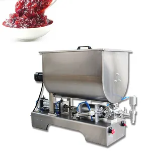 New Arrival Penumatic Semi-Automatic Thick Paste Jam Filling Machine /Big Hopper Mixing And Heating Filling Machinery