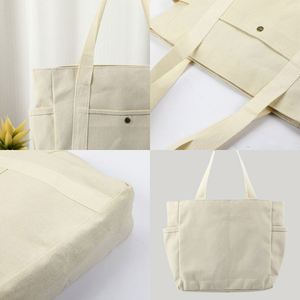 Sacs à bandoulière de luxe personnalisés de haute qualité pour femmes, sacs fourre-tout en toile écologiques réutilisables avec poches et boucle - Product Image 4