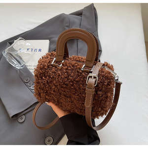 Sac à main en peluche zippé pour femme, nouvelle collection hiver 2026, sac bandoulière coréen tendance - Product Image 3