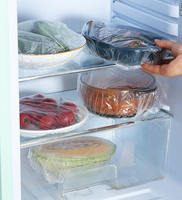 Couvercle de bol d'assiette transparent jetable pliable personnalisé Couvercle transparent en plastique PE pour aliments frais avec élastique pour aliments