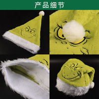 Chapeaux de Noël en velours pelucheux Grinch, design de dessin animé Grinch Elf de différentes couleurs