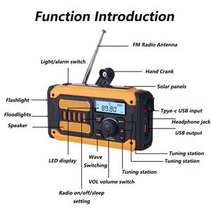 Radio de Emergencia NOAA con Manivela, Banco de Energía Solar de 3400mAh con Alarma SOS y Linterna LED - Product Image 5