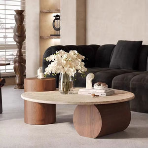 Mobili moderni e durevoli per la casa tonda in legno tavolino di lusso e tavolino per soggiorno appartamento - Product Image 4