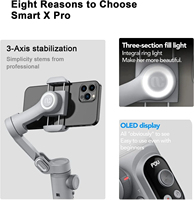 AOCHUAN Smart X Pro Stabilisateur Cardan 3 Axes Pliable Perche à Selfie Stabilisateur de Poche pour Téléphone Portable Smartphone