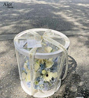Aierflorist boîte à gâteaux en carton transparent en papier pvc blanc planche à gâteaux/emballage de forme ronde boîte à gâteaux de mariage avec fenêtre