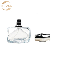 Flacon de parfum en verre transparent de 80 ml, forme unique, atomiseur de parfum, col serti, vaporisateur de parfum pour emballage cosmétique