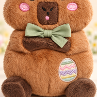 Handgefertigte Niedliche Oster-Capybara-Plüschdekoration mit Häschenohren und Besticktem Ei aus Polyester-Material für Frühlings-Heimdekoration