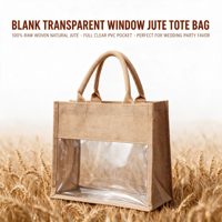 Sacs fourre-tout en toile de jute et coton, personnalisés avec logo, écologiques, portables, pour cadeaux de mariage, avec poignées en corde, transparents, vente en gros