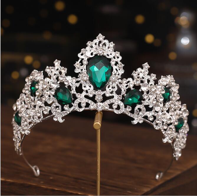 Wedding Hair Jewelry Accessories Gorgeous Blue Crystal Headbands Queen Tiaras and Crowns Bridal Hairband Girls Prom Party Gifts