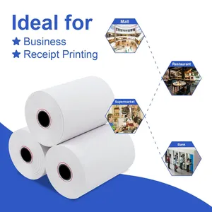 Rollos de papel de caja registradora térmica de 48g de bajo precio, cajero automático POS de una sola capa, liso e impresión, tamaño de 80x80mm - Product Image 2