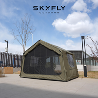 Tente de camping gonflable 8+8 Air Column à ouverture rapide et automatique, imperméable, 2 chambres en coton avec porte moustiquaire pour voyages en famille
