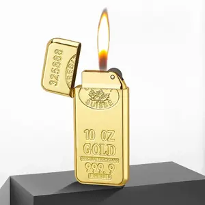 Cigarro Acessórios Moda nova barra de ouro forma Isqueiros a gás butano