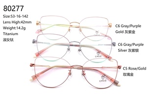 80245 không gây dị ứng của phụ nữ titan Trọng lượng nhẹ Khung kính bán buôn kính mỏng bản lề lò xo có thể điều chỉnh Miếng đệm mũi - Product Image 6