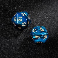 Dés polyédriques personnalisés en acrylique bleu et noir gravés et imprimés pour plateau de jeu, vente en gros, jeu de société, DND, RPG, D4, D6, D8, D10, ensemble de dés de casino