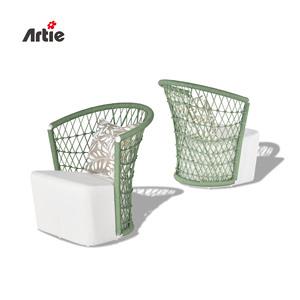 أرتي حديقة أثاث الروطان طقم شرفة حبل الترفيه المنسوجة كرسي ذراع الفناء لفيلا - Product Image 6