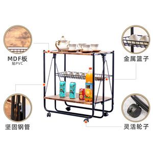 Cross-border <b>foldable</b> beverage <b>cart</b>, restaurant delivery <b>cart</b>, trolley, customizable restaurant beverage <b>cart</b>, mobile kitchen - Product Image 4