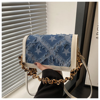 Sac Tendance 2025 Vintage Denim nouveau Style couleur contrastée rayure soie écharpe chaîne bandoulière épaule sac à main pour les trajets quotidiens