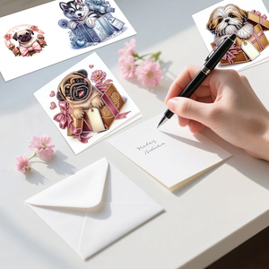 5D kim cương bức tranh thiệp chúc mừng động vật Hộp Quà Tặng chó Thiết kế 6pcs tinh thể kim cương nghệ thuật thiệp chúc mừng Bộ dụng cụ - Product Image 5