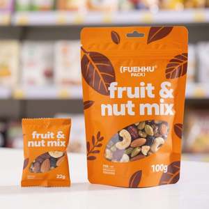 Pochette debout personnalisée pour bonbons aux noix emballage PET de qualité alimentaire avec joint auto-adhésif et fermeture sécurisée - Product Image 4