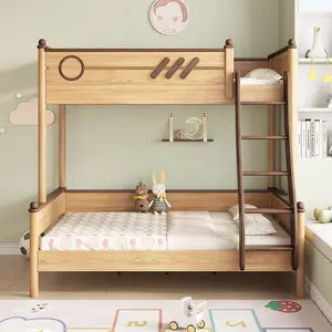 เฟอร์นิเจอร์ห้องนอนเด็กคุณภาพสูงหรูหราเตียงไม้สองชั้นสำหรับเด็ก