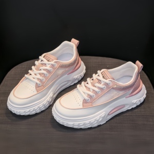 Chaussures décontractées blanches respirantes en maille à lacets pour femme Veca VcLSD6812, polyvalentes, avec semelle intermédiaire épaisse en caoutchouc pour augmenter la hauteur du bout du pied - Product Image 2