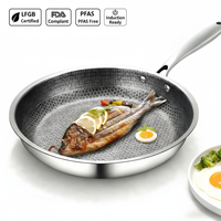 Wajan Penggorengan Anti Lengket Desain Modern Grosir, Wajan Sarang Lebah Stainless Steel dan Wajan Kecil, Kompatibel dengan Kompor Induksi