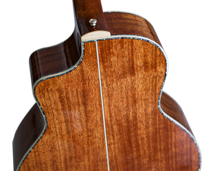 Guitare acoustique haut de gamme en bois massif 41 pouces avec incrustation de paon sculptée à la main, épicéa massif et acajou, guitare folk personnalisée - Product Image 5