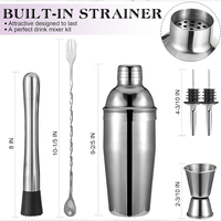 Ensemble de shaker à cocktails 2026, kit de mixologie pour barman, outils de bar de qualité supérieure, articles de bar, shaker à martini, doseur, cuillère à mélanger, pilon