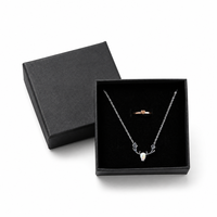 Boîte à bijoux en carton avec logo personnalisé, pour collier, bague, boucles d'oreilles, avec insert en mousse noire, vente en gros