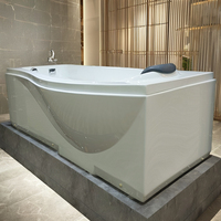 Baignoire de massage autoportante en acrylique blanc de conception moderne avec des hôtels de drain d'admission de cascade-Robinet fourni directement de Chine