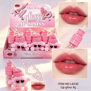 Vente en gros <span class=keywords><strong>Miss</strong></span> <span class=keywords><strong>Betty</strong></span> Plush Lip Gloss Keychain Prix de gros Mignon Monstre Brillant à lèvres Fournisseur Maquillage Vendeur L6530 6g 24PCS - Product Image 1